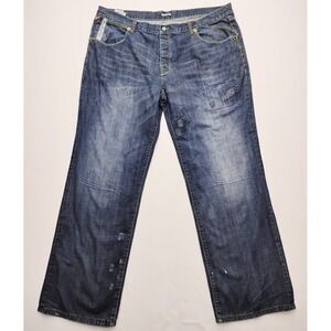 Parish Y2K Baggy Hip Hop Jeans Mens 44x33 Black Button Fly Vintage
